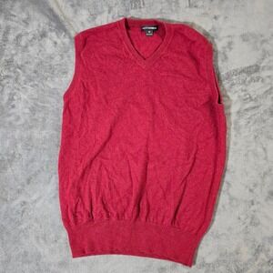 State Cashmere Men's Burgundy Red 100% Cashmere V-Neck Sweater Vest Size Medium